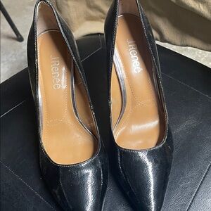 J.Renee Black Patent Pointed Toe Pumps